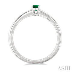 5x3 MM Oval shape Emerald Precious Solitaire Ring in 14K White Gold
