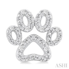 1/20 Ctw Dog Paw Round Cut Diamond Fashion Stud Earring in Sterling Silver