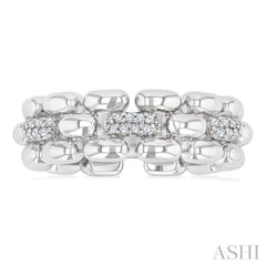 1/10 Ctw Bold Panther Link Single Cut Diamond Fashion Ring in Sterling Silver