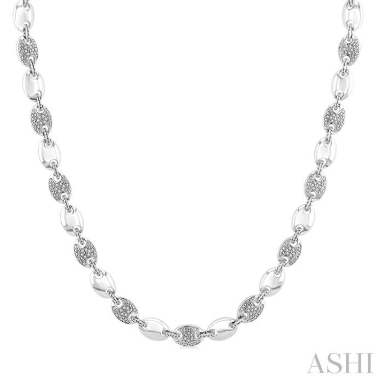 1/4 Ctw Mariner Link Single Cut Diamond Necklace in Sterling Silver