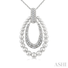 1/10 Ctw Circular Bold Bead Single Cut Diamond Fashion Pendant With Chain in Sterling Silver