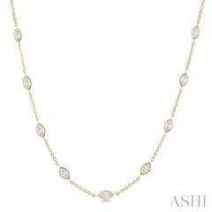 3 Ctw Marquise Cut Diamond Fashion Necklace in 14K Yellow Gold