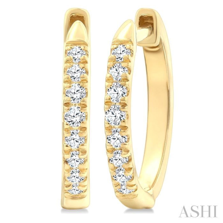 1/4 Ctw Round Cut Diamond Huggie Petite Earrings in 10K Yellow Gold