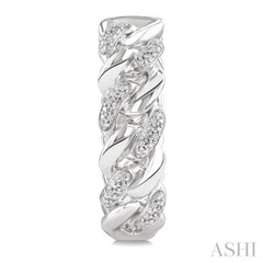 1/10 Ctw Single Cut Diamond Curb & Cuban Earrings in Sterling Silver