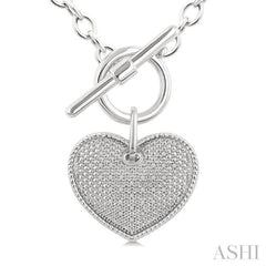 1/10 Ctw Heart Toggle Single Cut Diamond Fashion Necklace in Sterling Silver