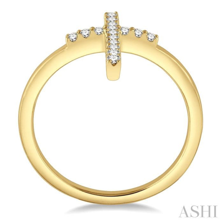 1/6 Ctw Cross Petite Round Cut Diamond Ring in 10K Yellow Gold