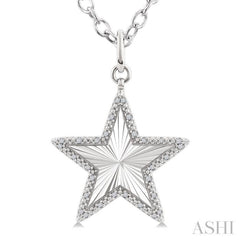 1/10 Ctw Star Fluted Medallion Single Cut Diamond Pendant With Chain in Sterling Silver
