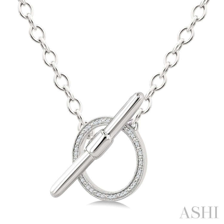 1/10 Ctw Circle Toggle Round Cut Diamond Fashion Necklace in Sterling Silver