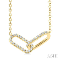 1/8 Ctw Single Cut Diamond Interlocked Paperclip Fashion Petite Pendant With Chain in 10K Yellow Gold