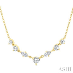 1/2 Ctw Marquise & Round Cut Diamond Necklace in 14K Yellow Gold