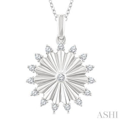 1/5 Ctw Round Cut Diamond Circle Fluted Fashion Pendant With Chain in 10K White Gold