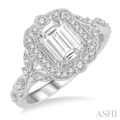 1/4 Ctw Lattice Semi-Mount Round Cut Diamond Engagement Ring in 14K White Gold