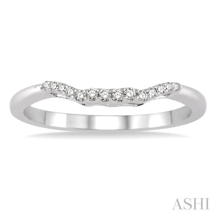 1/10 Ctw Round Cut Diamond Wedding Band in 14K White Gold