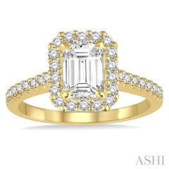 3/8 Ctw Round Cut Diamond Semi-Mount Engagement Ring in 14K Yellow Gold