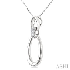 1/10 Ctw Open Window Oval Shape Link Single Cut Diamond Fashion Pendant With Chain in Sterling Silver