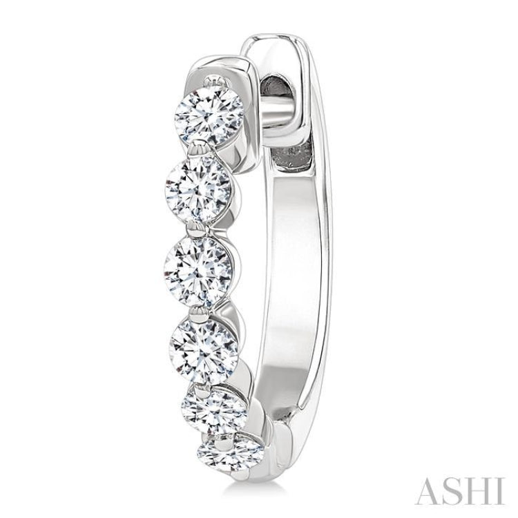 1/2 Ctw Prong Set Round Cut Diamond Hoop Earrings in 14K White gold