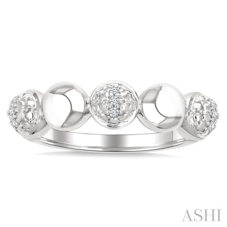 1/20 Ctw Bold Bead Design Single Cut Diamond Fashion Ring in Sterling Silver