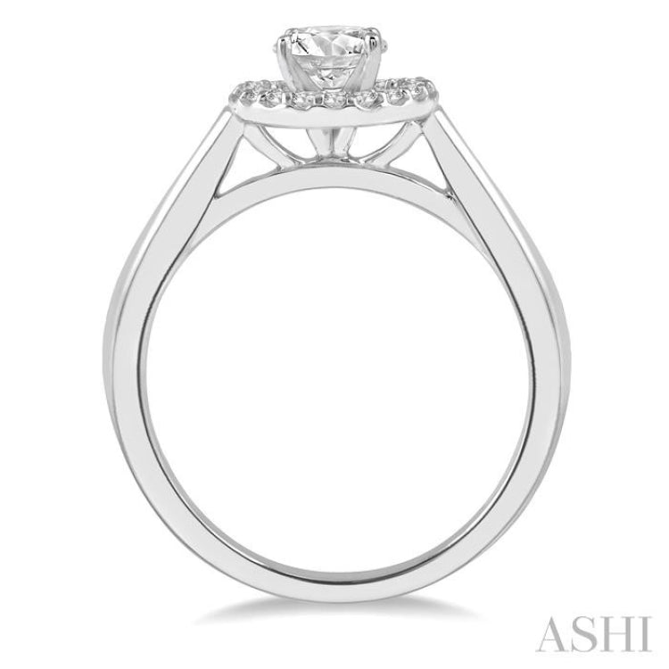 1/10 Ctw Round Cut Diamond Halo Semi-Mount Engagement Ring in 14K White Gold