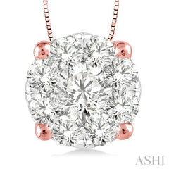1/3 Ctw Lovebright Round Cut Diamond Pendant in 14K Rose and White Gold with Chain
