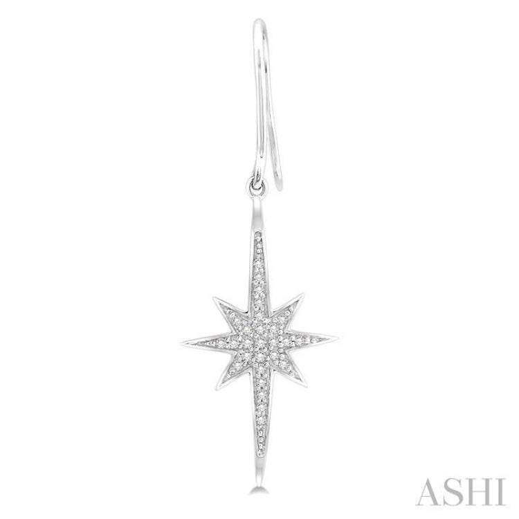 1/6 Ctw Star Charm Round Cut Diamond Earrings in 10K White Gold