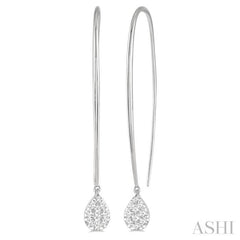 1/3 Ctw Pear Shape Dangler Lovebright Round Cut Diamond Earring in 14K White Gold