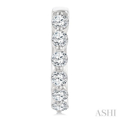 1 Ctw Prong Set Round Cut Diamond Hoop Earrings in 14K White gold