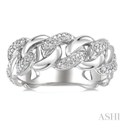 1/20 Ctw Single Cut Diamond Curb & Cuban Ring in Sterling Silver