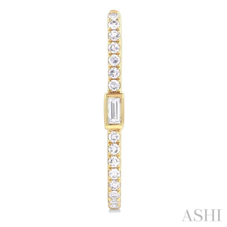 3/8 Ctw Rectangular Shape Baguette and Round Cut Diamond Fashion Hoop Earrings in 14K Yellow Gold