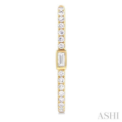 3/8 Ctw Rectangular Shape Baguette and Round Cut Diamond Fashion Hoop Earrings in 14K Yellow Gold