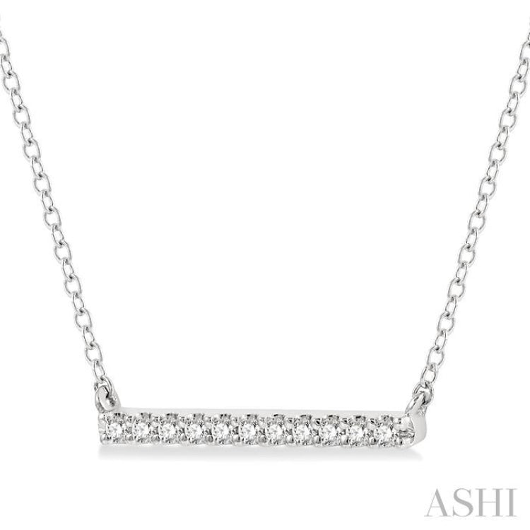 1/8 Ctw Round Cut diamond Petite Bar Necklace in 10K White Gold