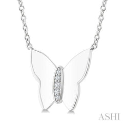 1/20 Ctw Butterfly Single Cut Diamond Fashion Pendant With Chain in Sterling Silver