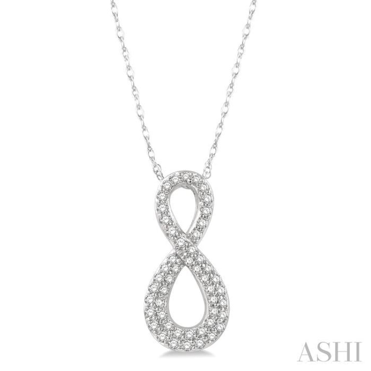 1/4 Ctw Round Cut Diamond Infinity Pendant With Chain in 14K White Gold