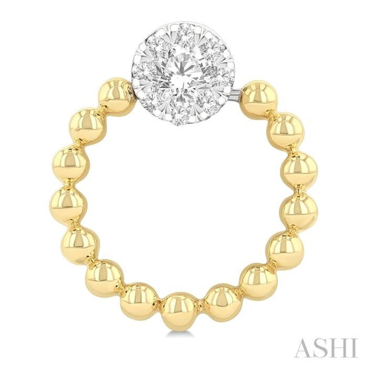 1/4 Ctw Round Cut Diamond Bead Shank Round Shape Lovebright Earrings in 10K Yellow and White Gold