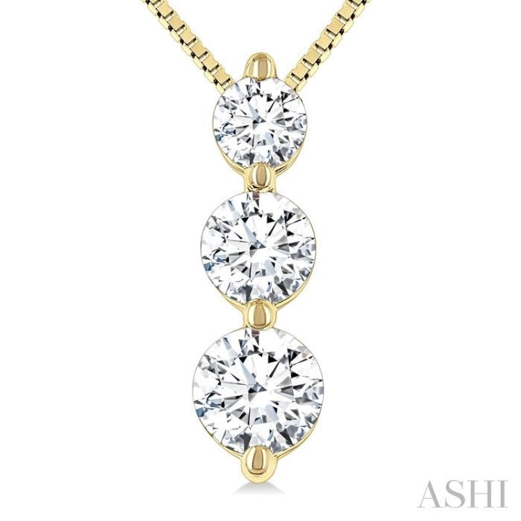 1/4 Ctw Round Cut Diamond Three-Stone Snowman Pendant With Chain in 14K Yellow Gold