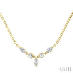 1/3 Ctw Marquise & Round Cut Diamond Necklace in 14K Yellow Gold