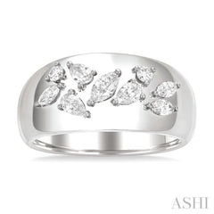 1/2 Ctw Mixed Diamond Cut Fashion Wide Band in 14K White Gold