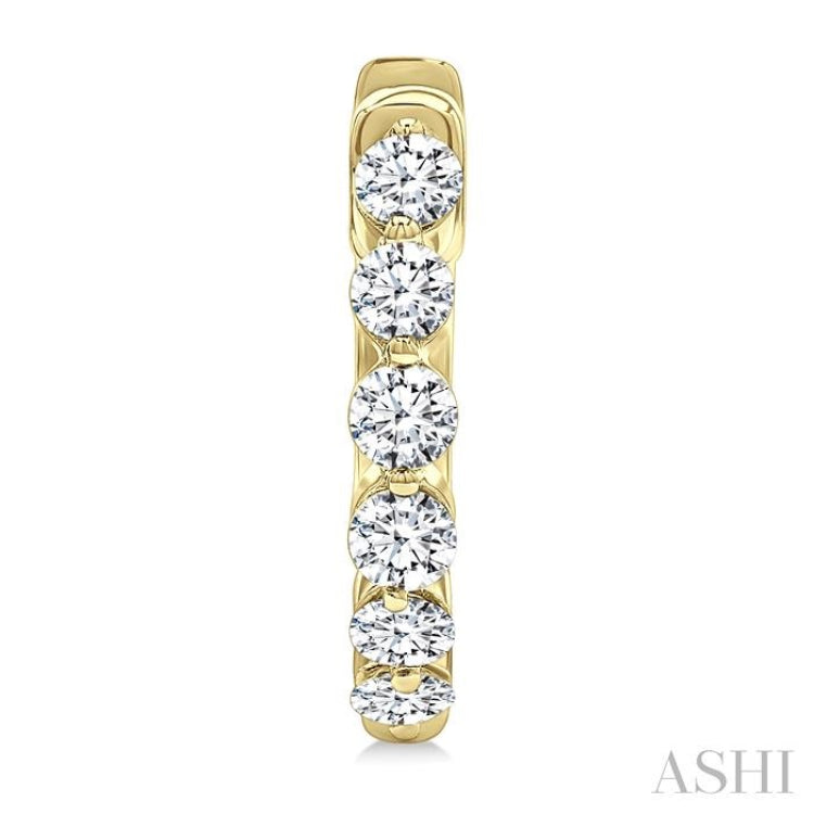 1/2 Ctw Prong Set Round Cut Diamond Hoop Earrings in 14K Yellow gold