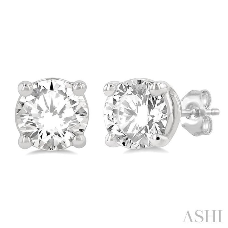 2 Ctw Diamond Stud Earrings in 14K White Gold