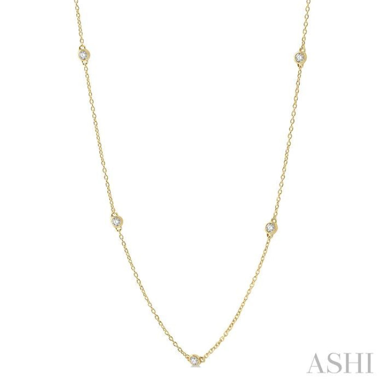 1/3 Ctw Round Cut Diamond Station Necklace in 14K Yellow Gold