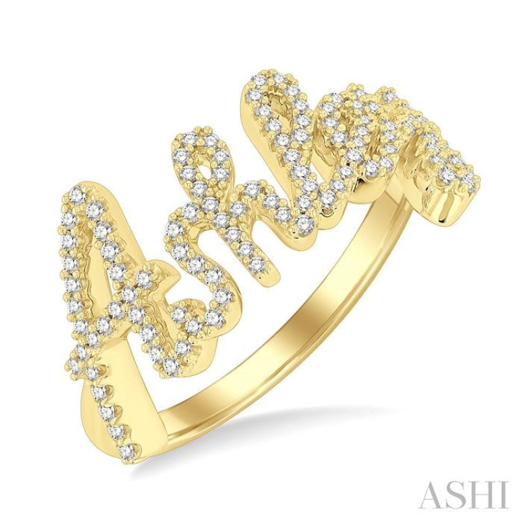 1/3 Ctw'Ashley' Script Name Round Cut Diamond Ring in 10K Yellow Gold