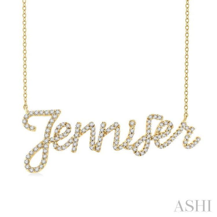 1/3 Ctw 'Jennifer' Script Name Single Cut Diamond Necklace in 10K Yellow Gold