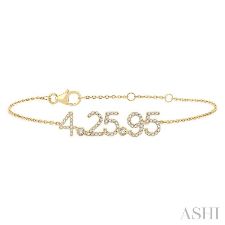 1/5 Ctw '4.25.95' Date Single Cut Diamond Bracelet in 10K Yellow Gold