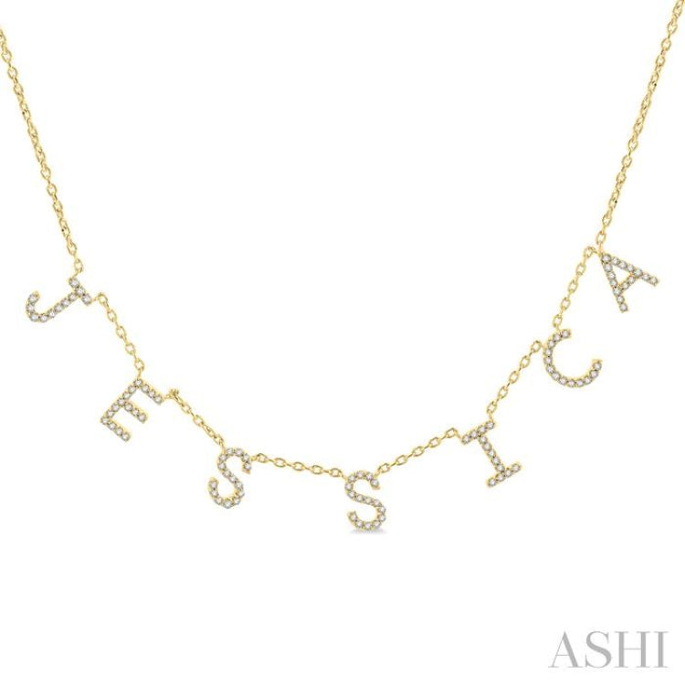 1/4 Ctw 'JESSICA' Space Name Diamond Necklace in 10K Yellow Gold