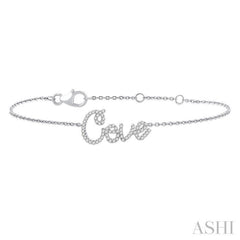 1/6 Ctw 'Cove' Script Name Round Cut Diamond Bracelet in 10K White Gold