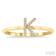 1/20 Ctw Initial 'K' Round Cut Diamond Fashion Ring in 10K Yellow Gold
