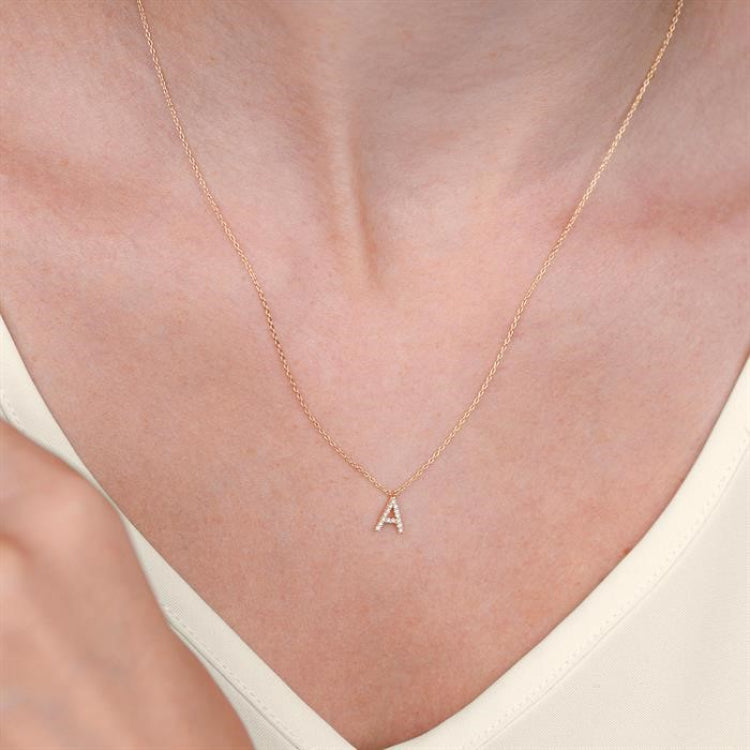 1/20 Ctw Initial 'J' Round Cut Diamond Pendant With Chain in 14K Yellow Gold