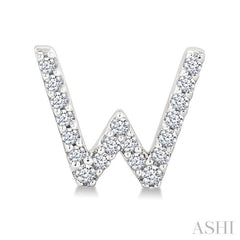 1/8 Ctw Initial 'W' Round Cut Diamond Earrings in 10K White Gold