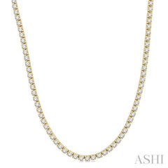 10 Ctw Round Cut Diamond Tennis Necklace in 14K Yellow Gold