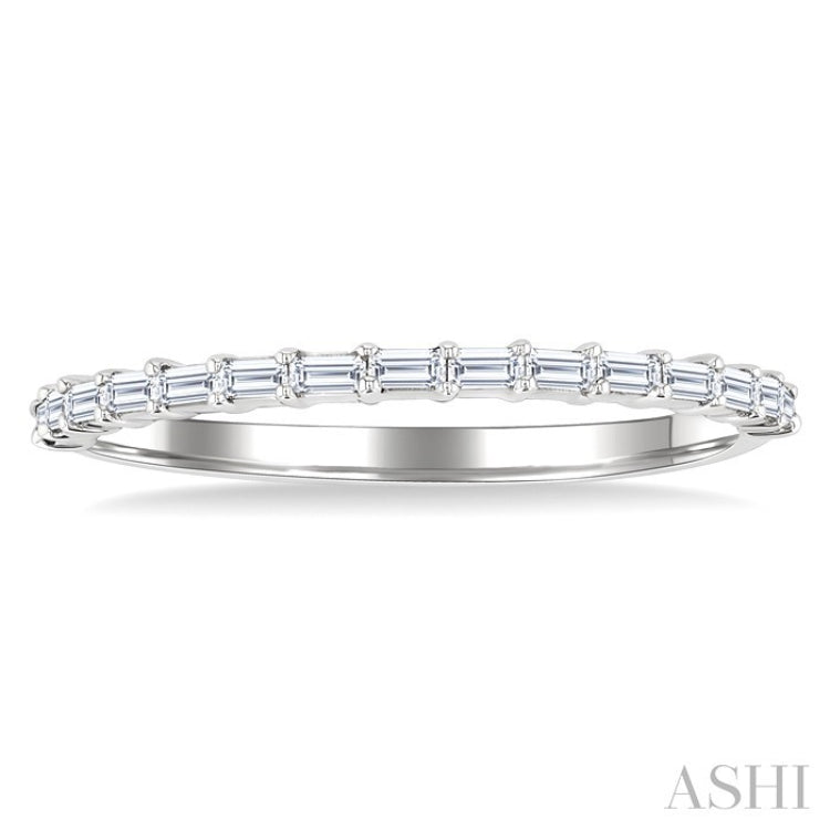 1/4 Ctw Straight Row Baguette Cut Diamond Stackable Fashion Band in 14K White Gold