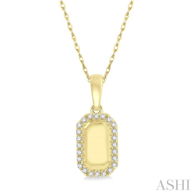 1/10 Ctw Round Cut Diamond Tag Pendant With Chain in 10K Yellow Gold